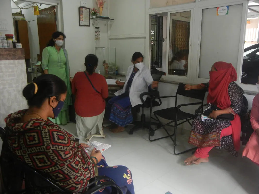 Patients waiting at the clinic's reception